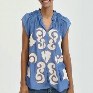 Chufy Thuli Patch Embroidered Top in Gagan Sky Size XS Like New